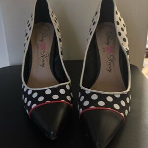 Pinup Couture Black and White Polka Dot Heels